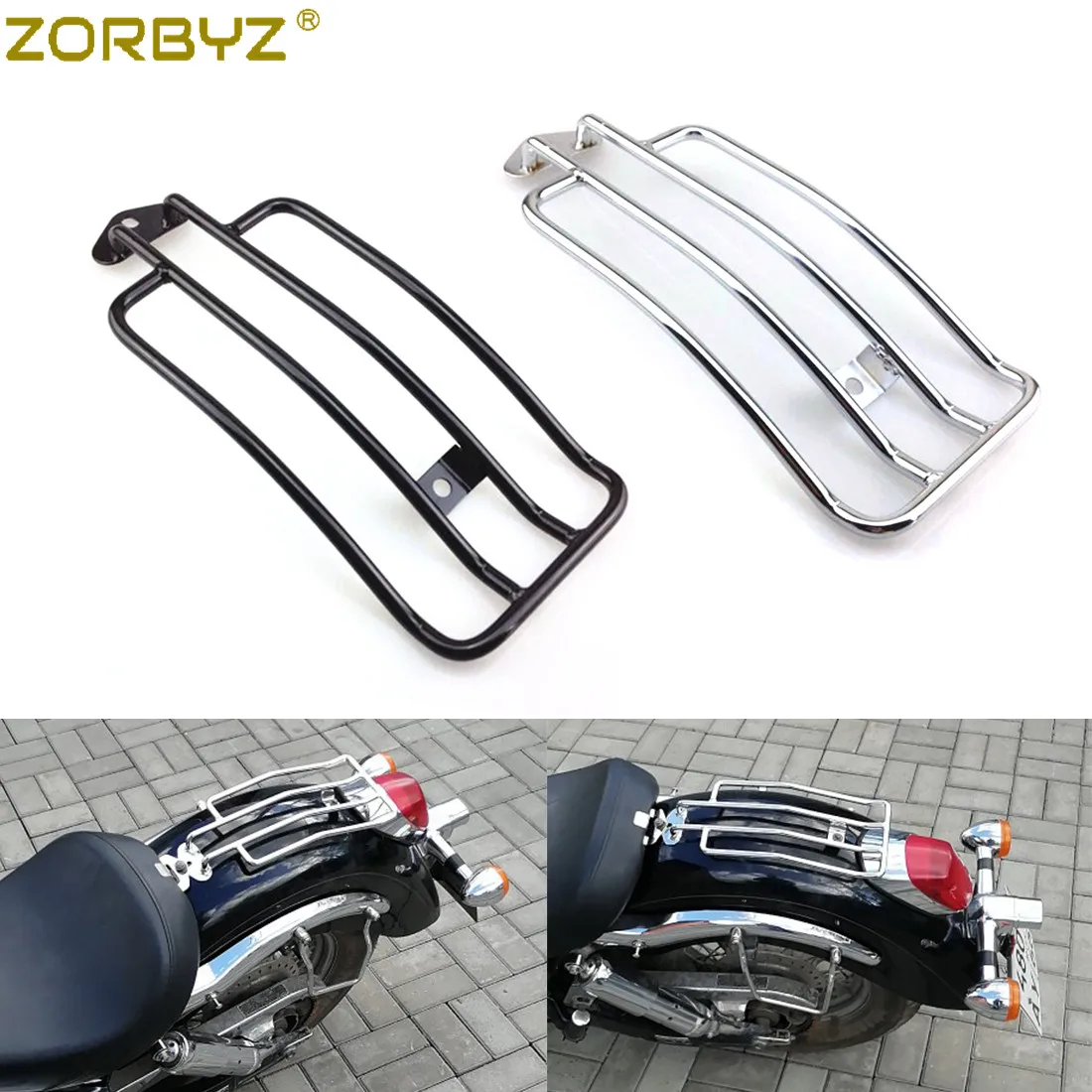 ZORBYZ мотоциклетный черный/Хромированный багажник для заднего сиденья Honda Shadow Aero 750