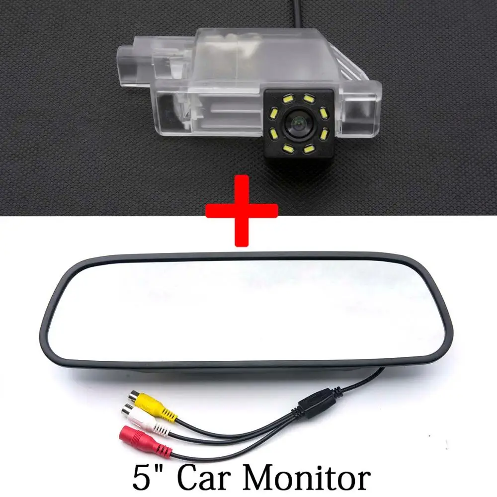 HD Автомобильная камера заднего вида 8LED для peugeot 301 307 308 408 508 2008 3008 Citroen C5 C4 C Quatre 4," 5" ЖК-монитор для парковки автомобиля - Название цвета: Camera 5 inch Mirror