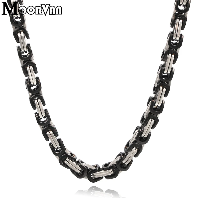 Moorvan, 55 см, 5,5 мм, Византийская Коробка, звенья, цепочка, ожерелье для мужчин,, нержавеющая сталь, ожерелье, Ретро стиль, для мальчиков, вечерние, ювелирное изделие, подарок, VN203