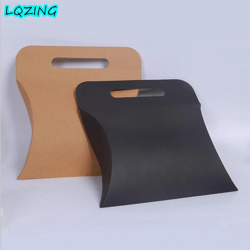 Большая белая/черная/крафт подушка с ручкой 350 г/см картонная подарочная упаковка