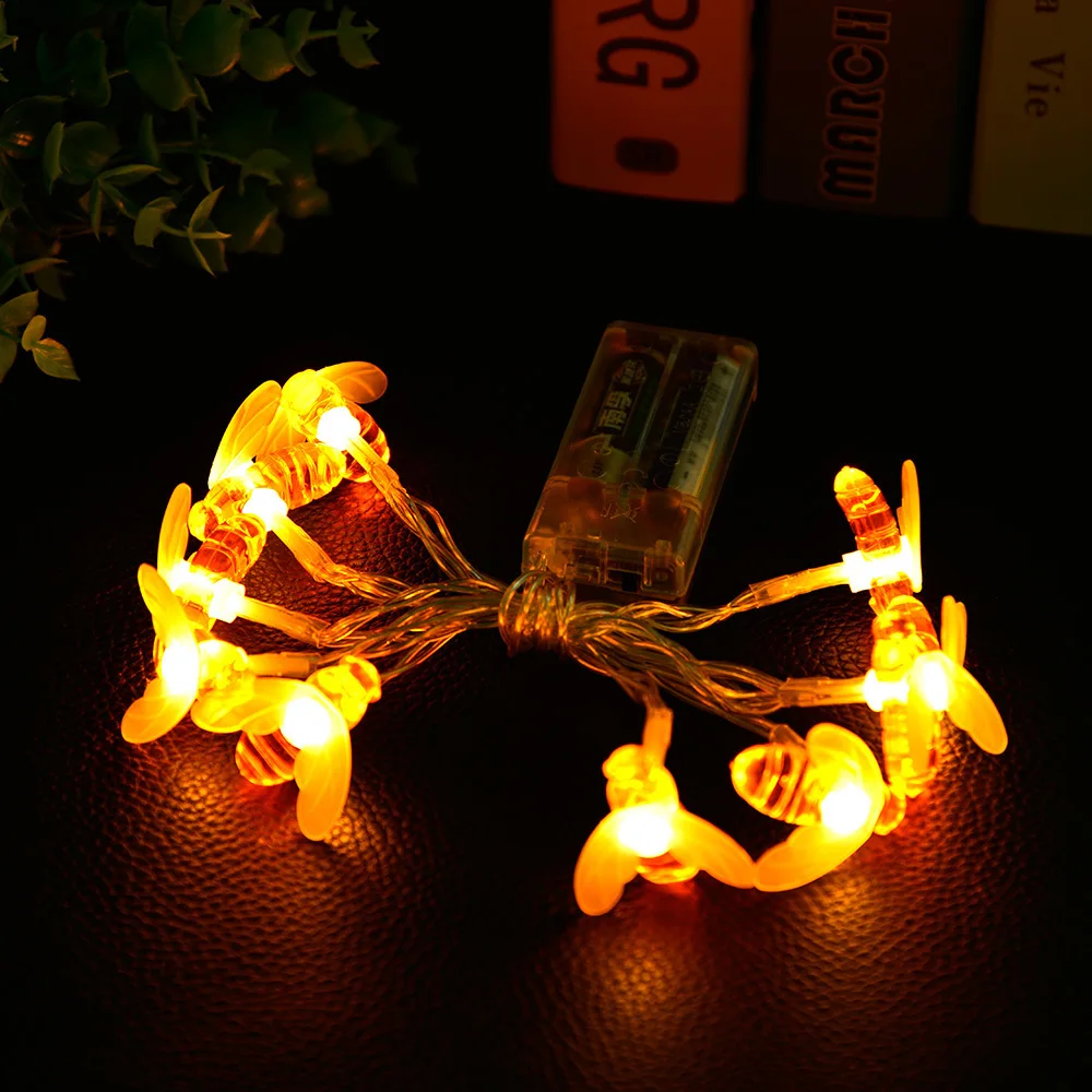 Bee LED String Light 10/20/30/40leds Battery Power Holiday Party Christmas Garland Decoration Fairy Lights | Освещение
