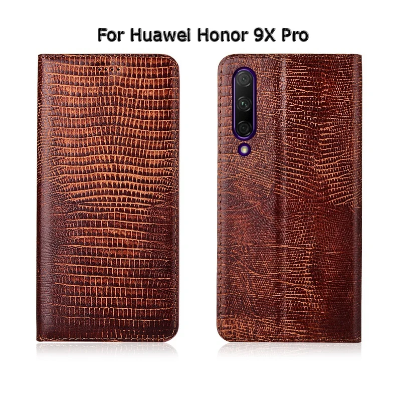 Чехол для телефона huawei Honor 8 Lite 8C 8A 8X Max 9x pro Lizard Grain раскладной Магнитный чехол с подставкой из натуральной кожи