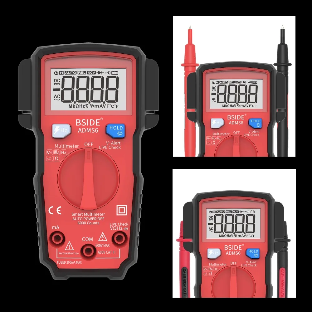 BSIDE ADMS6 Умный Цифровой мультиметр True-RMS 6000 отсчетов автоматический выбор угла