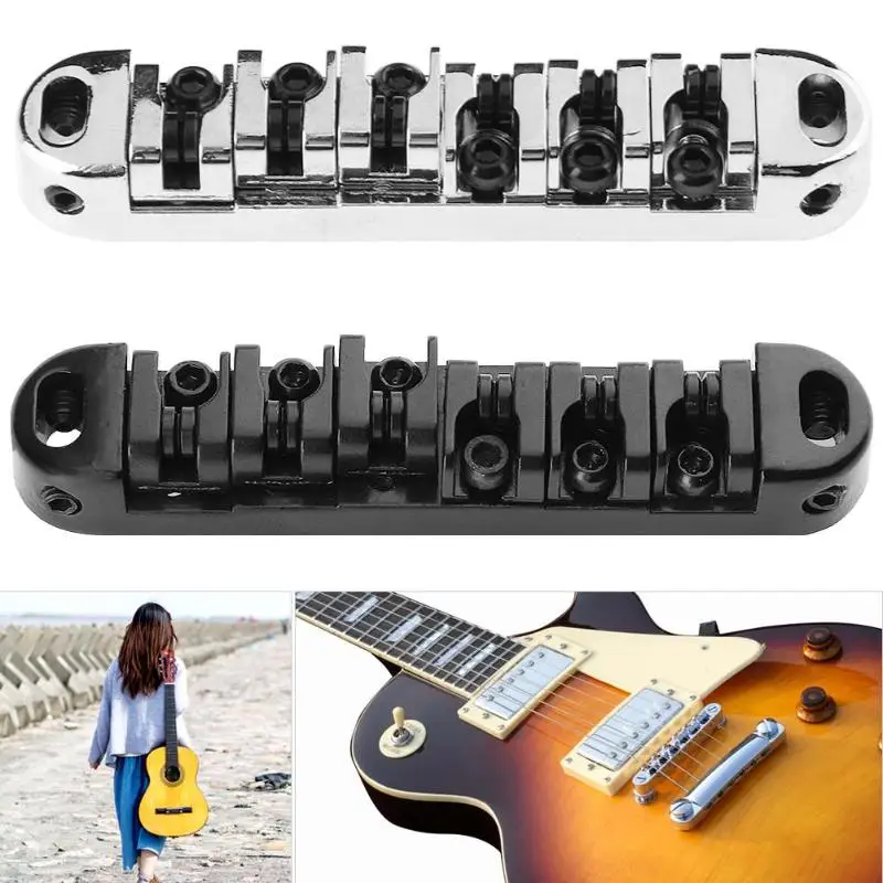 Новинка, 1 комплект, роликовое седло Tune-O-Matic Bridge w/2 шпильки для электрогитары LP, высокое качество, аксессуары для гитар, серебристый, черный