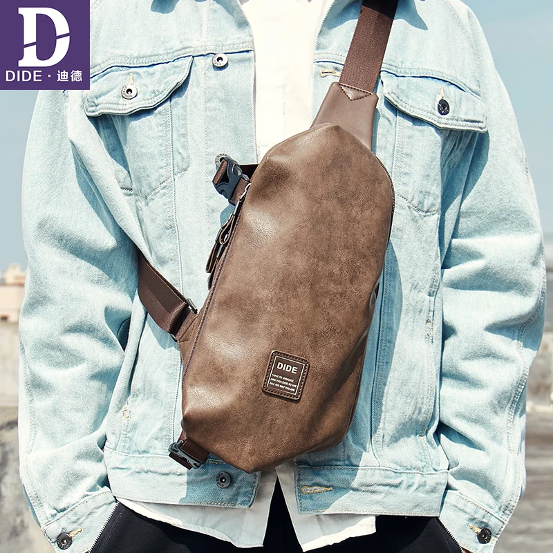 

DIDE DIDE Waterproof Shoulder Bag Khaki Vintage Style luxury handbags Male bags designer Leather crossbody bags for men