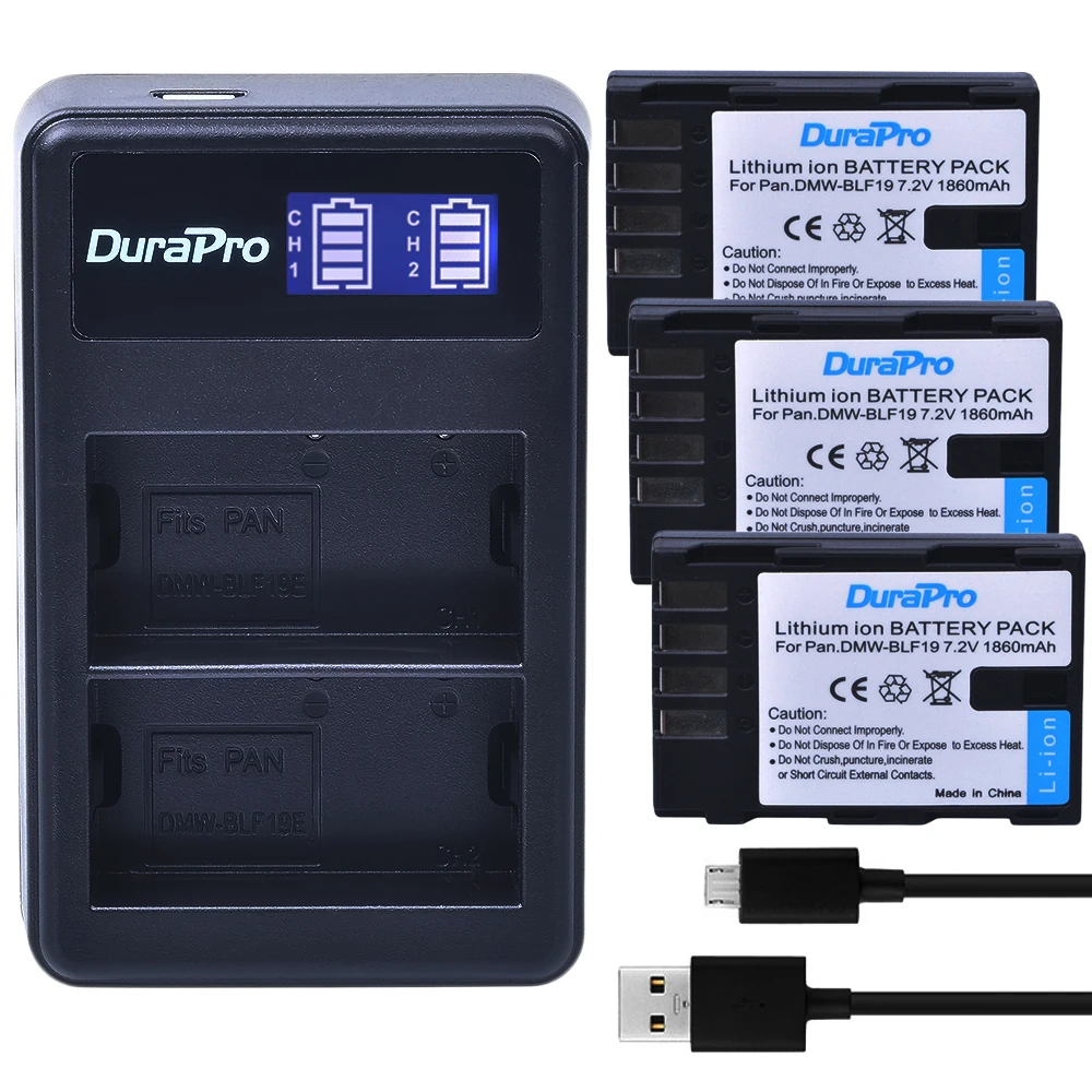 3pc DMW-BLF19 DMW BLF19 Rechargeable Li-ion Battery +LCD Dual USB Charger for Panasonic Lumix DMC-GH3 DMC GH3 GH4 DMC-GH4 Camera |
