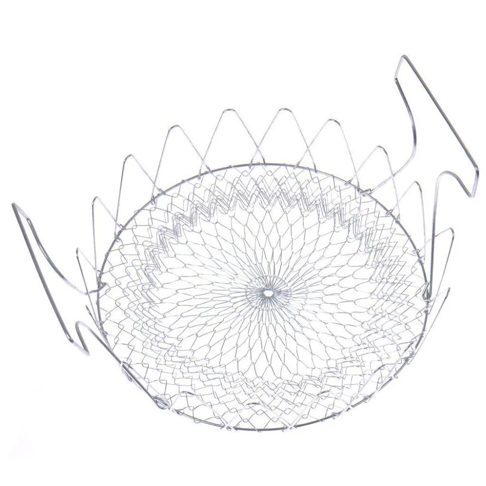 Нержавеющая сталь складной промывка паром штамм шеф повар Корзина Дуршлаг