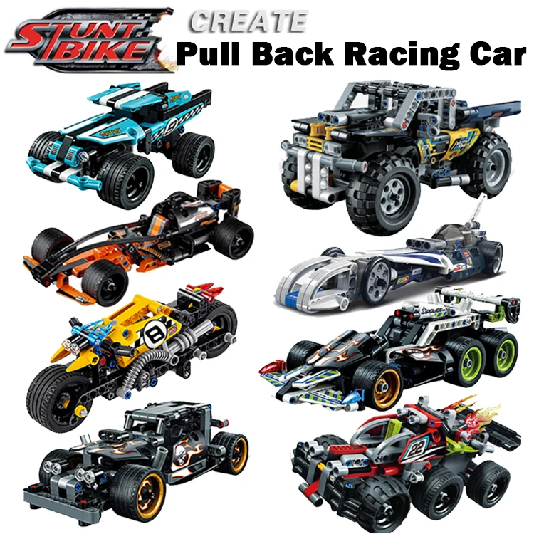 Legoings Pull Back Technic Car Racer MOC Truck DIY строительные блоки детские игрушки для детей Кирпичи