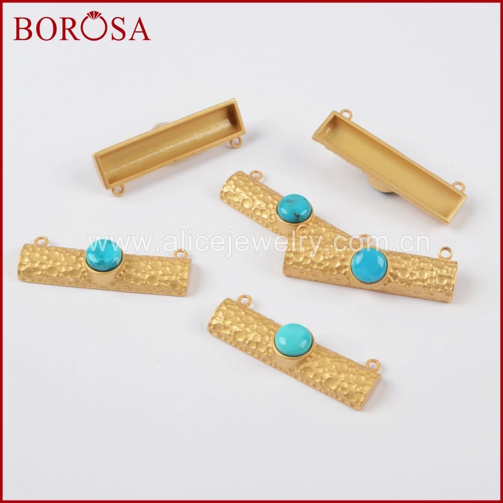 Прямоугольный круглый синий Howlite камень бороса золотого цвета соединитель
