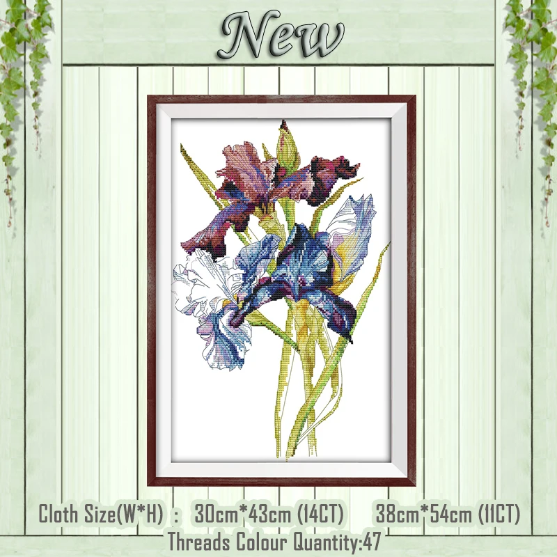 Iris flower diy decor paintings counted printed on the canvas DMC 11CT 14CT kits chinese Cross Stitch embroidery needlework Sets | Дом и сад