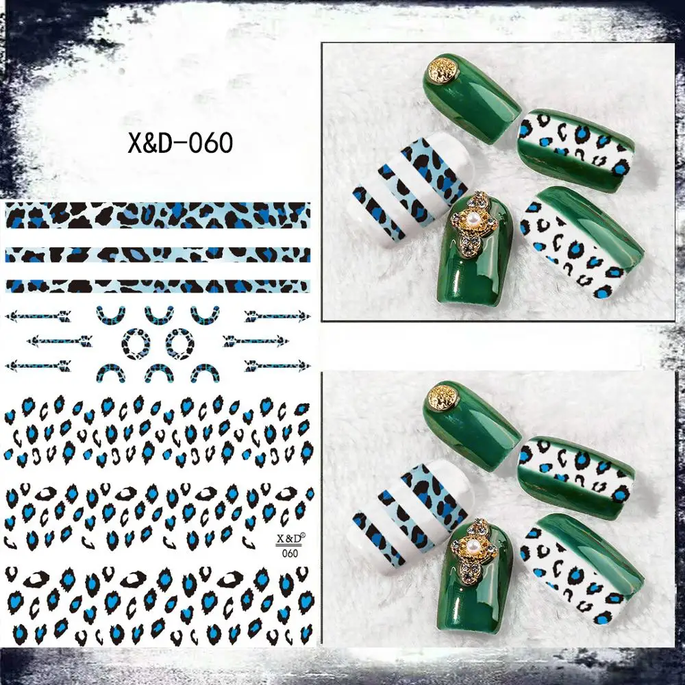 Наклейки для нейл арта 1 лист черный/белый леопард переводные наклейки ногтей