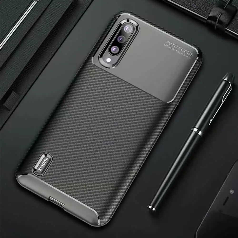 Для Xiaomi mi A3 A 3 чехол роскошный чехол из углеродного волокна противоударный чехол для телефона для mi 9 Lite CC 9 CC 9e Чехол Ультра подходит бампер оболочка - Цвет: Черный