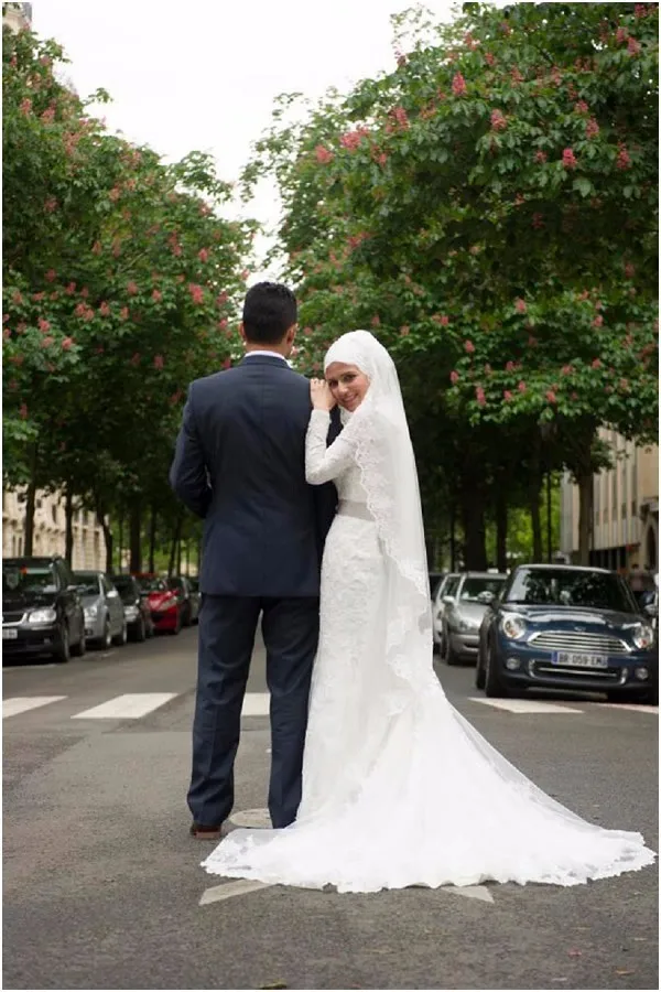 2019 с длинными рукавами мусульманский высокой шеей Свадебные платья бисером