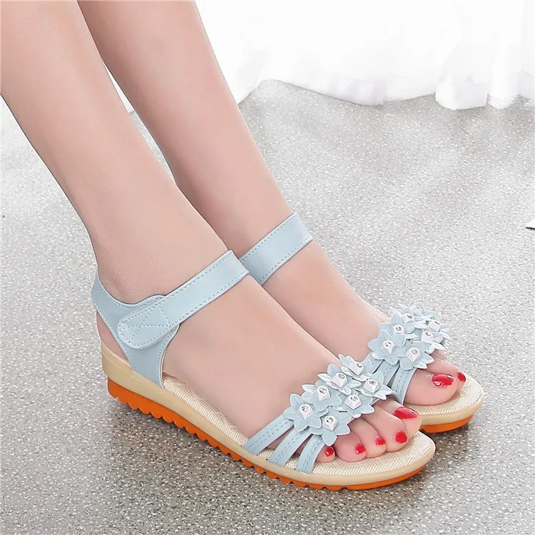 Босоножки Koovan женские с открытым носком сандалии римскими цветами мягкая