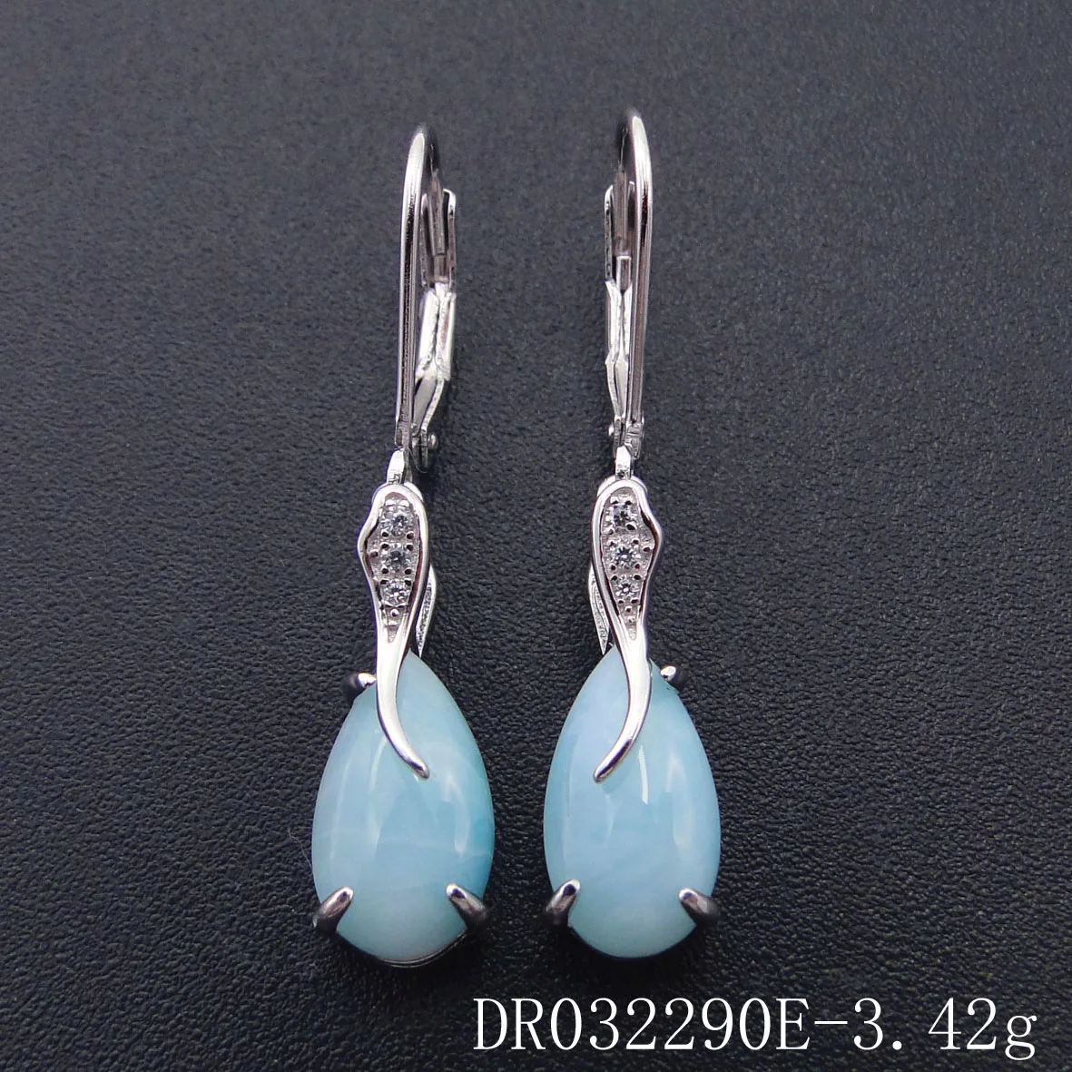 Earrings 925 пробы серебряные ювелирные изделия домика натуральный камень Ларимар Висячие серьги для женщин подарок - Цвет камня: Earrings