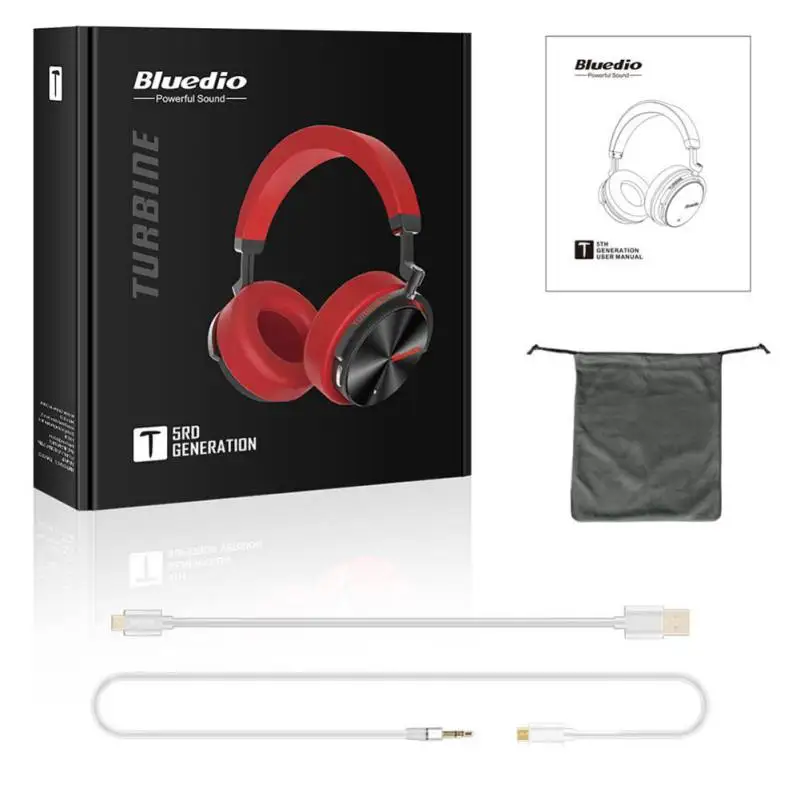 Новые беспроводные bluetooth-наушники Bluedio T5 с активным шумоподавлением, портативная гарнитура с микрофоном для телефонов и спорта