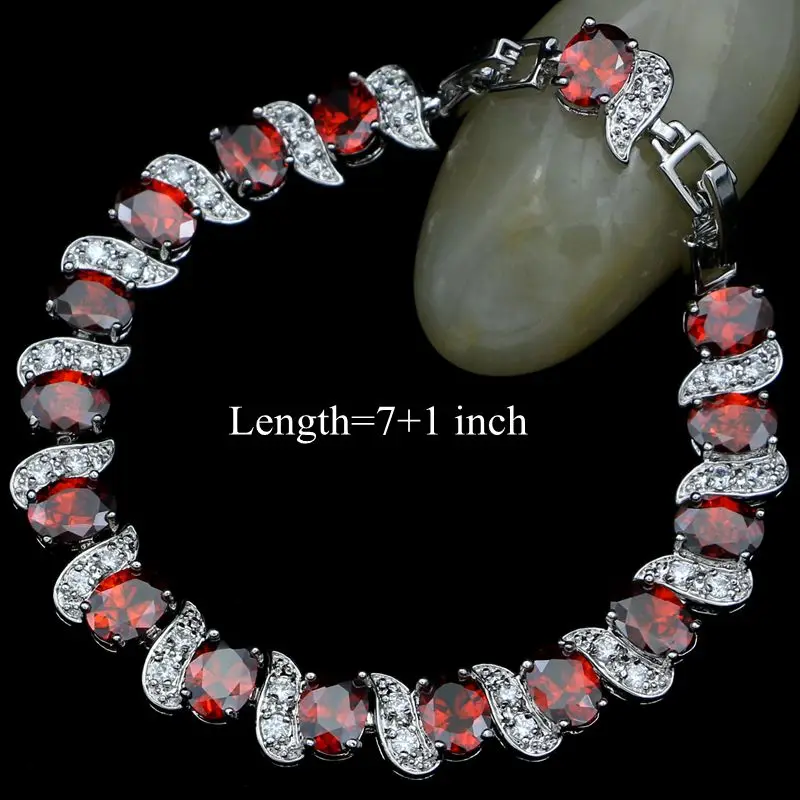 Модные наборы свадебных украшений из серебра 925 пробы с красным кубическим