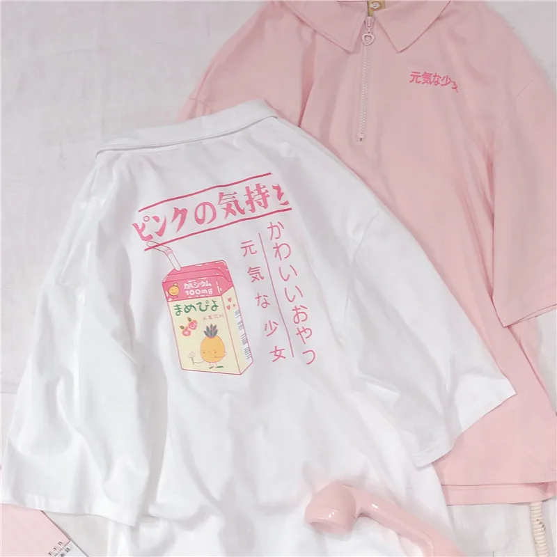 Футболка с короткими рукавами принтом из мультфильма Harajuku Корейская футболка