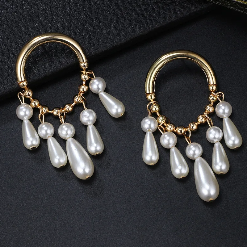 Женские большие круглые серьги boucle d'oreille корейские золотого цвета с имитацией