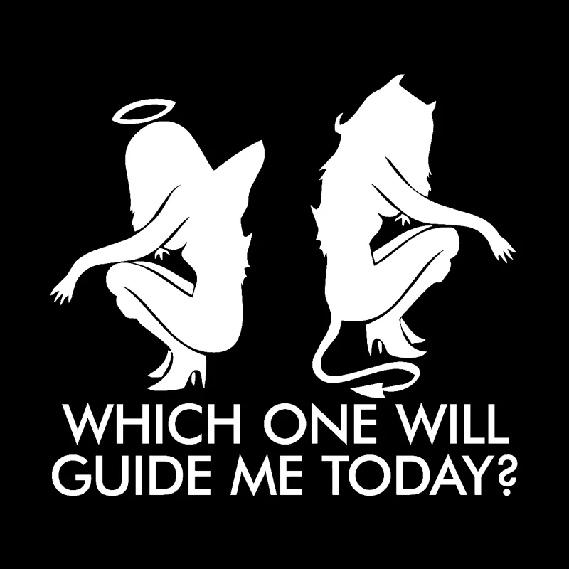 Сексуальная девушка Ангел или дьявол силуэт Виниловая Наклейка Окно грузовик