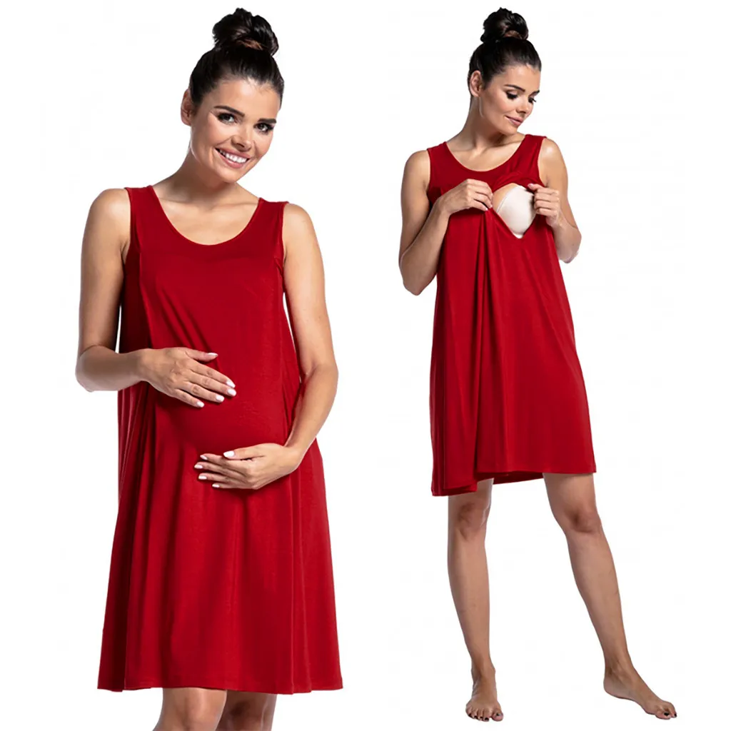 Летняя одежда для кормящих матерей платье без рукавов платья беременных женщин