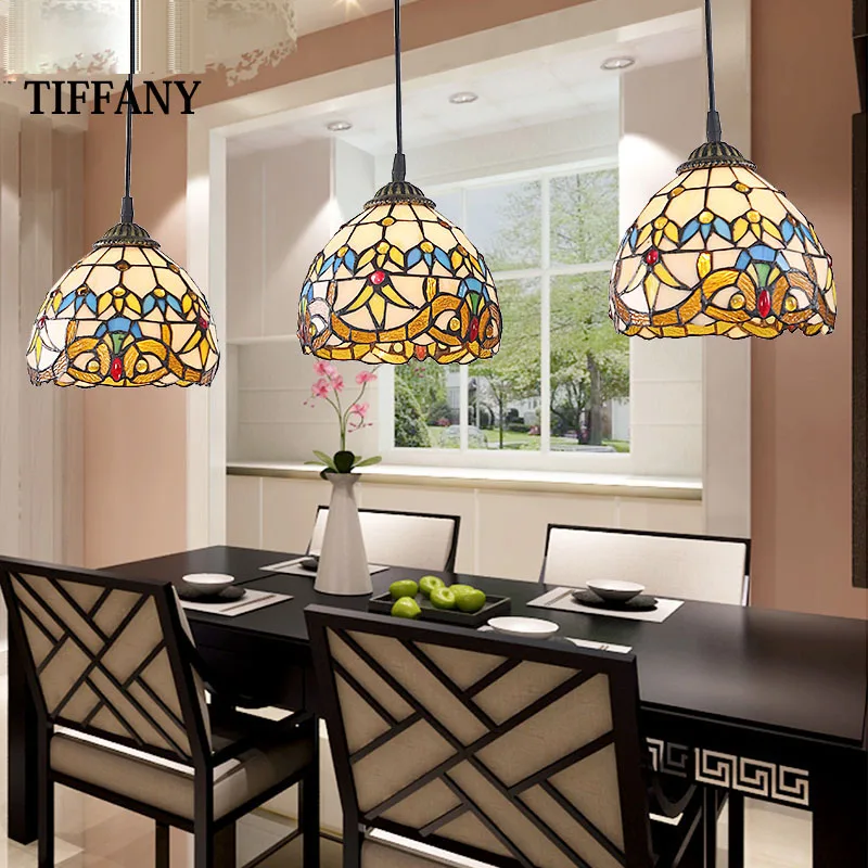 Европейские подвесные светильники Тиффани в стиле ретро средиземноморские
