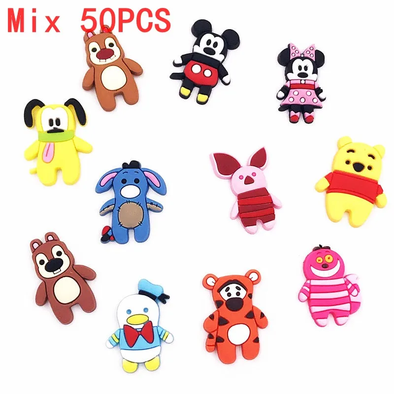 50pcs 50 шт. милый мультфильм Том и Джерри мышь ПВХ Декор Аксессуары плоский задник гаджеты DIY чехол для телефона значок Подходит Браслеты, обувь подвески - Окраска металла: 50pcs