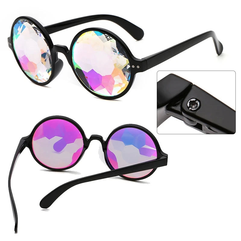 Калейдоскоп очки Rave Festival Party солнцезащитные Diffracted Lens черный|Украшения своими
