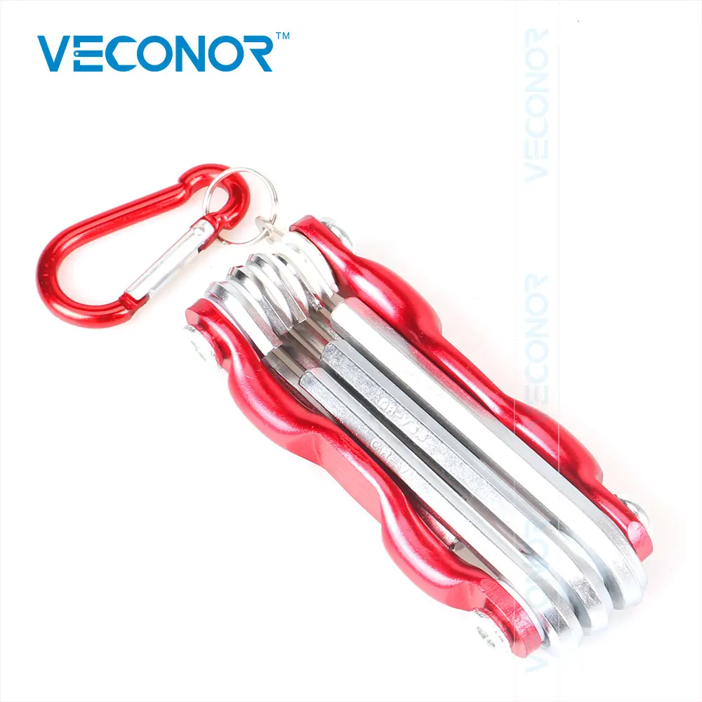 Veconor 8 шт. Алюминий Складной Набор шестигранных ключей с карабином шестигранный