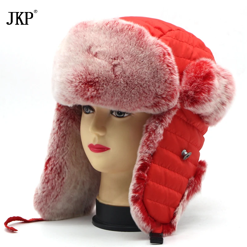 Высококачественные зимние шапки из 100% натурального кроличьего меха с ушами и