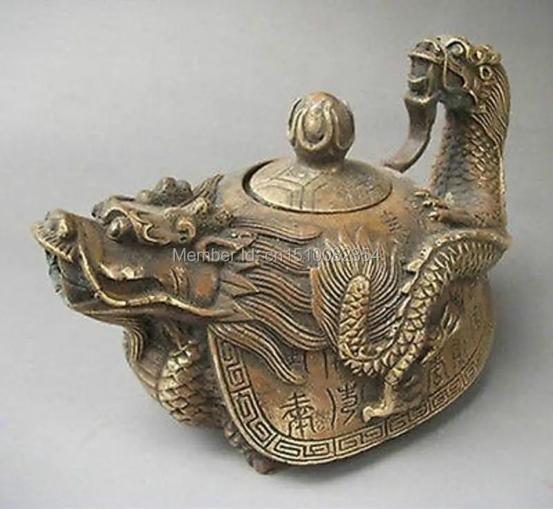 Китай Медь Подпись резной чайник с драконом статуи|teapots|teapot artistsstatues gods |