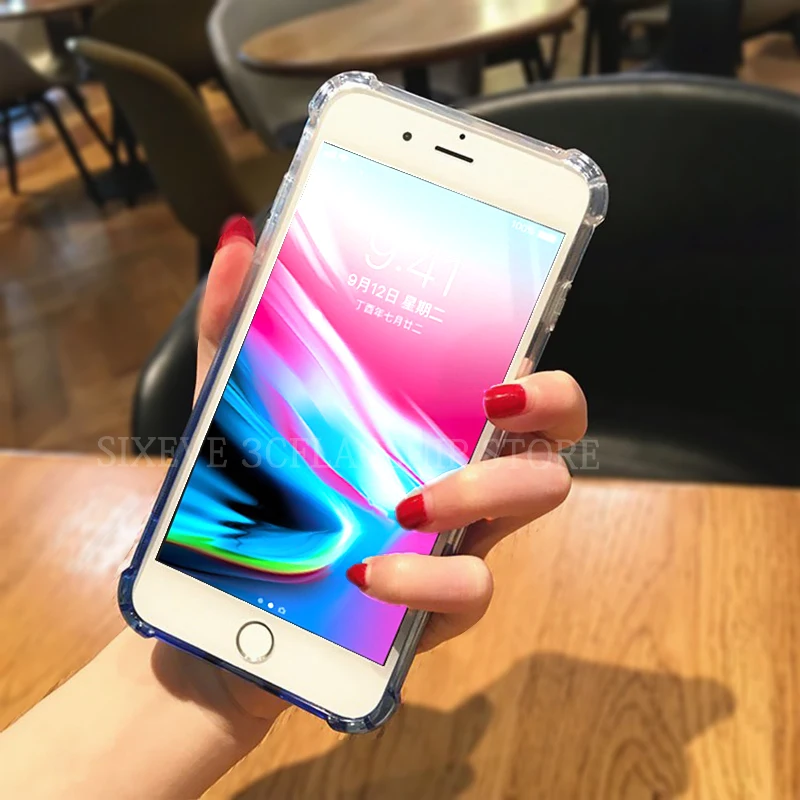 SIXEVE Роскошный Кристалл градиент Fanda для iPhone X 8 7 6 S Plus Clear силиконовый чехол
