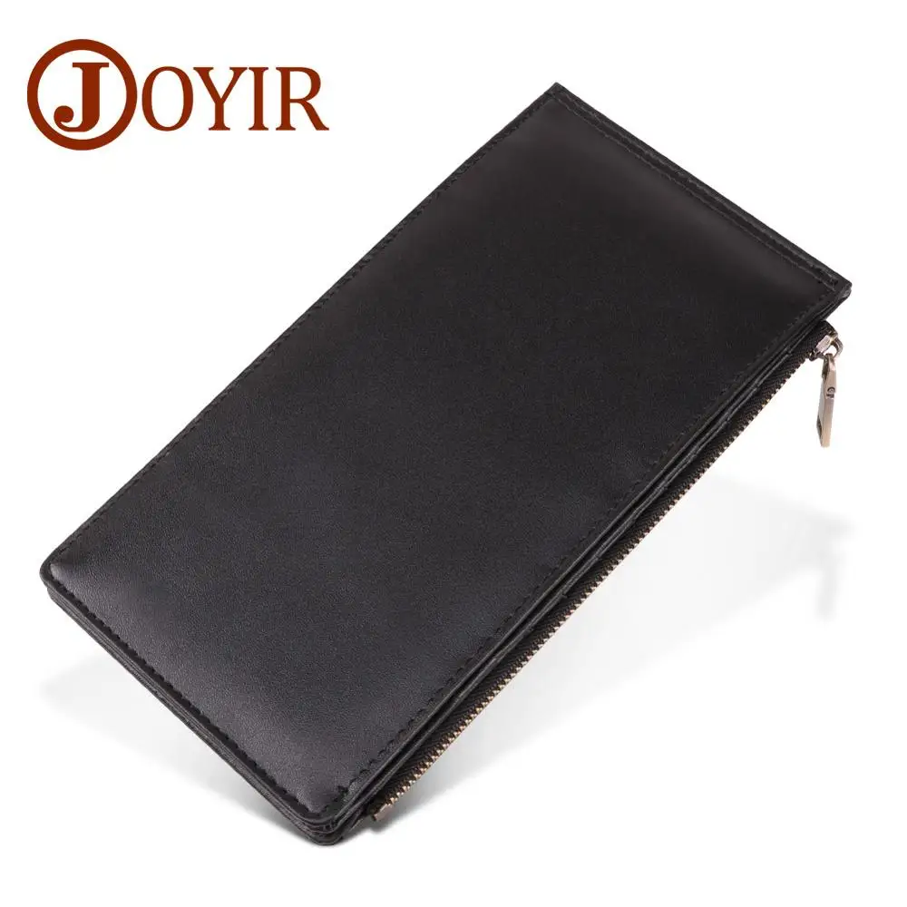 Black JOYIR RFID Блокировка бумажник Держатели для карт тонкие мужские кошельки винтажные мужские кошельки на молнии Кошелек для монет сумка для телефона Мужская Billetera Hombre - Цвет: Black