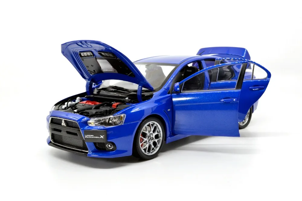 Mitsubishi Lancer EVO X Blue Diecast модель двери автомобиля открыть рулевое колесо справа 1/18 1:18 1