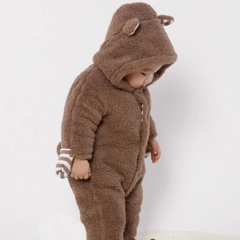 1 шт. боди для маленьких мальчиков с коричневым медведем мягкая толстая одежда