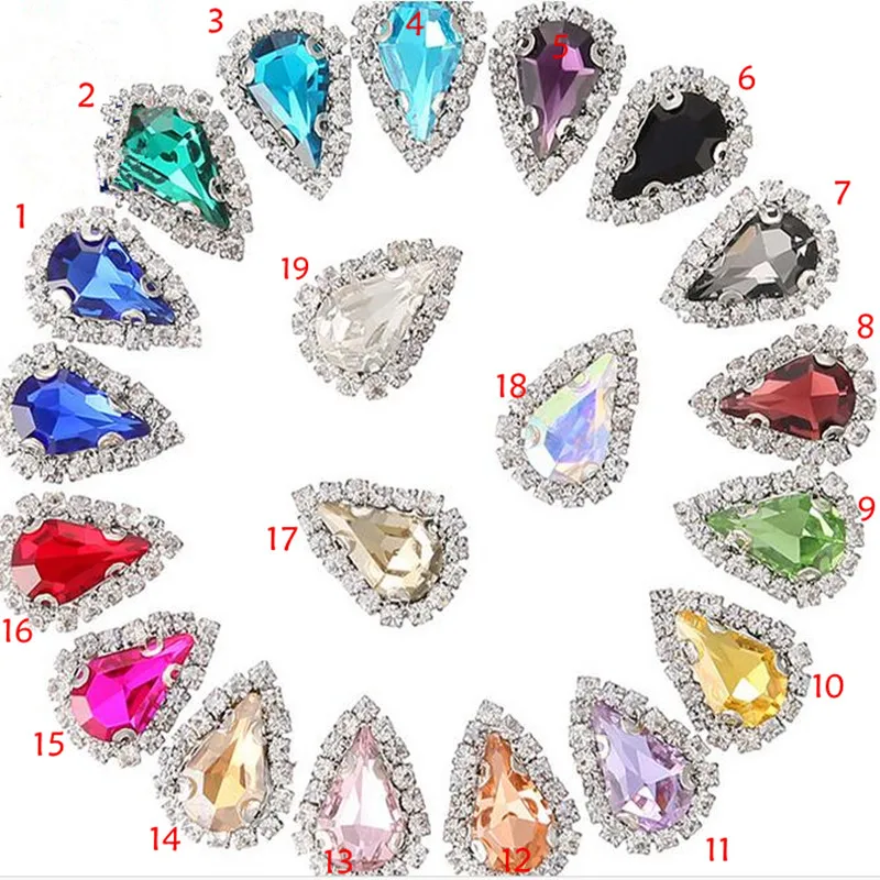 Стеклянные стразы в форме капли 8x13 мм для шитья с кружевными краями ручная работа