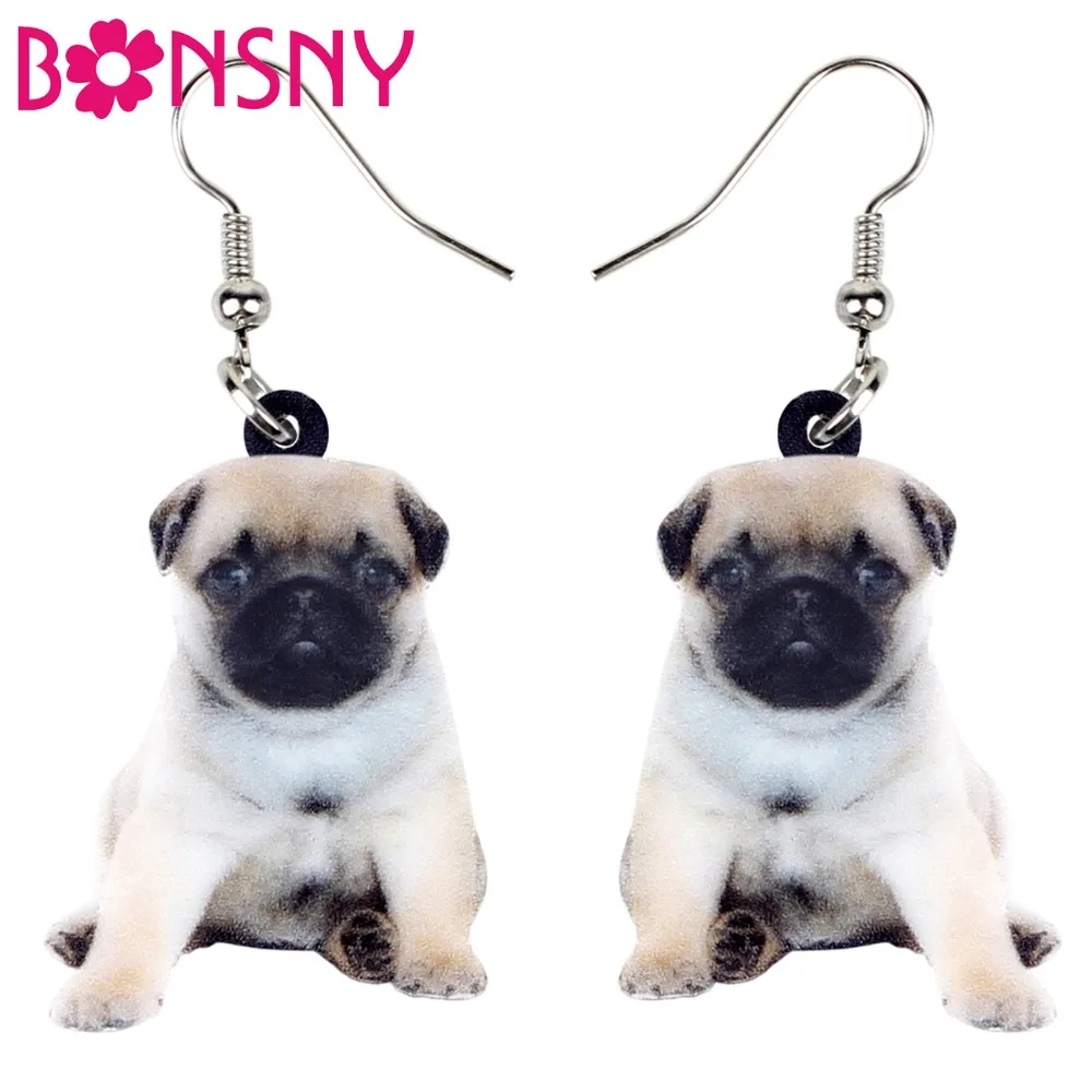 

Bonsny Statement Acrylic Sweet Pug Dog Puppy Earrings Dangle Drop Cute Animal Jewelry For Women Girls Teens Gift Novelty Charms