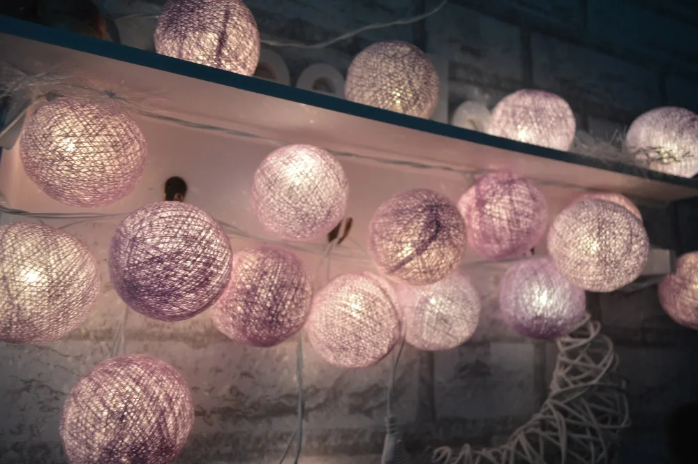 Сиреневый свет фиолетовый 20 шт./компл. хлопковый шар строка lightts вечерние