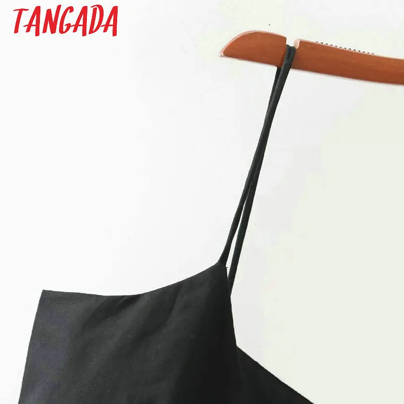 Tangada, женские топы с оборками, сексуальные топы с v-образным вырезом, Майки с боковой молнией, на бретелях, с открытой спиной, Короткие топы,, летние черные майки 3D21