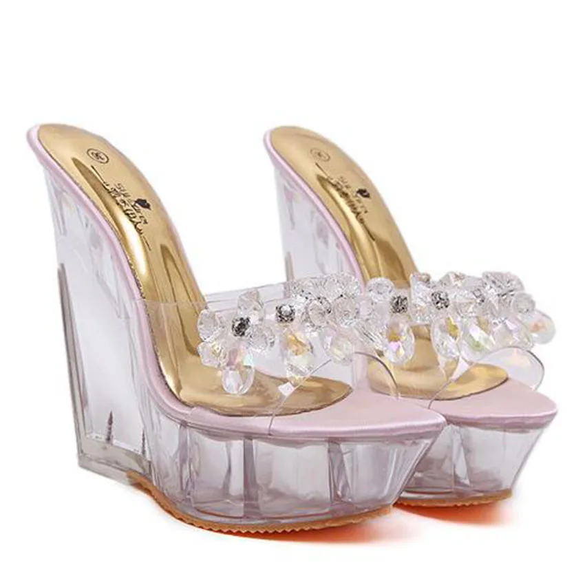 Новинка лета 2018 сандалии на высоком каблуке с кристаллами Модные Туфли тапки