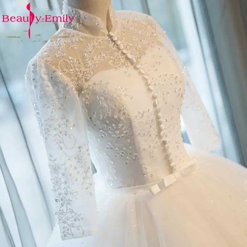 Женские длинные кружевные свадебные платья Emily бальные с длинным рукавом и