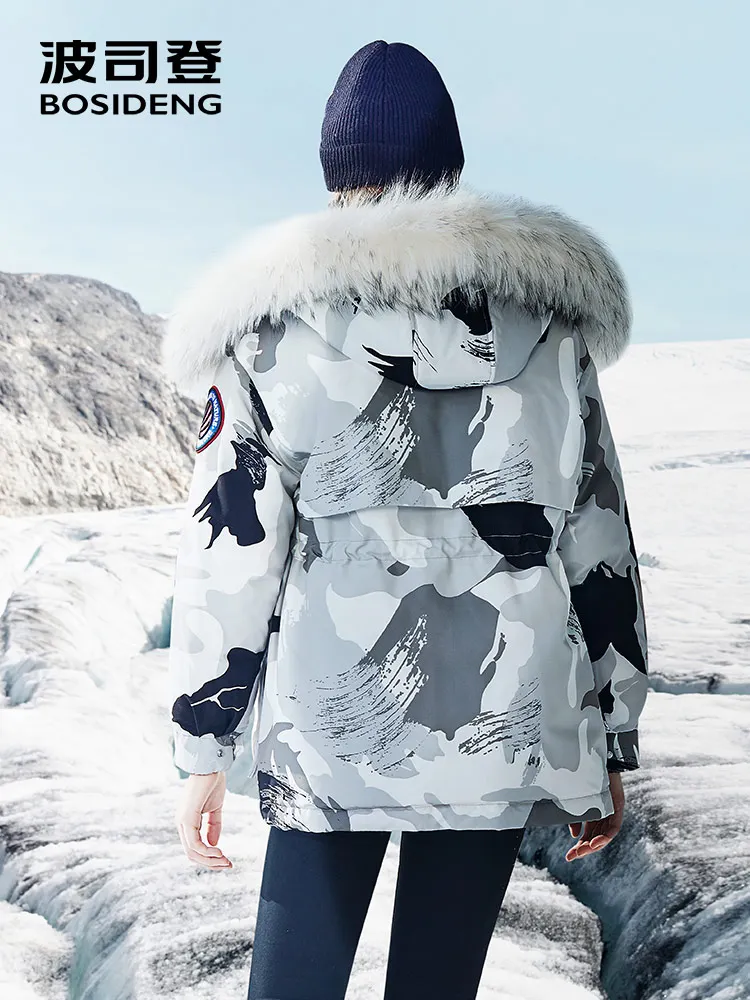 BOSIDENG новая жесткая зимняя куртка с гусиным пухом для женщин пуховик регулируемой