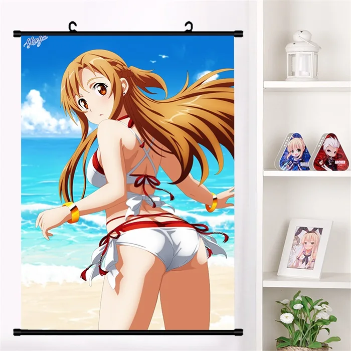 Аниме меч искусство онлайн Юки костюм Asuna для косплея(костюмированных игр) настенные свитки Фреска плакат Настенные подвесные плакаты украшения дома Свиток Плакат - Цвет: L