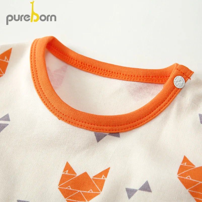 Pureborn/боди для новорожденных мальчиков и девочек Хлопковая одежда с длинными