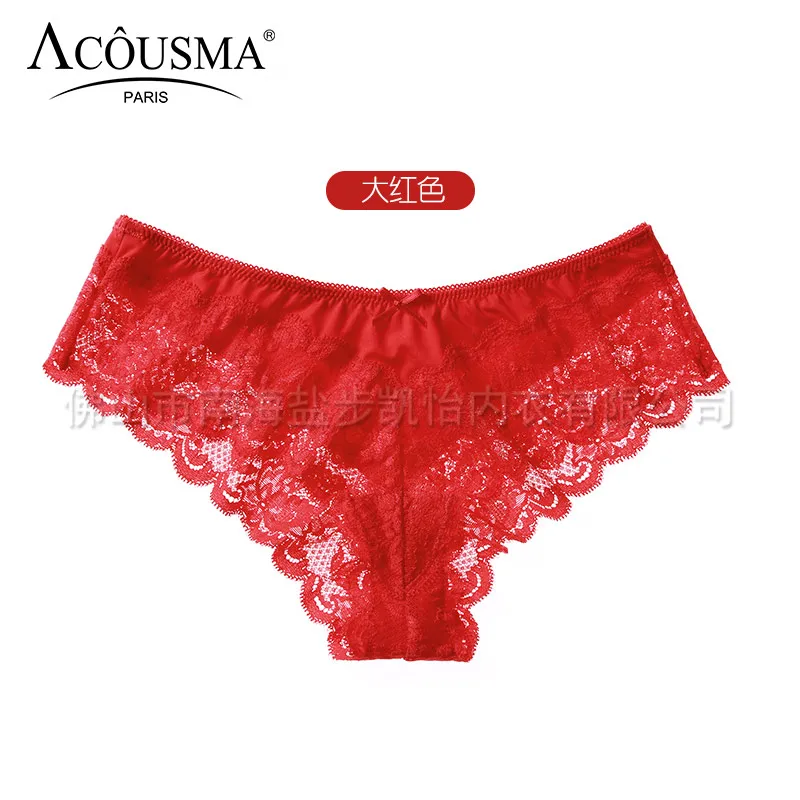 Red ACOUSMA белье женское очень тонкий сексуальные G-стринги пизда эротические кружевные трусики трусы женские бесшовные трусы кружево кружевное белье 13 цветов - Цвет: Red