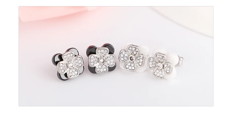 New Full Crystal Flower Earrings Party Black White Square Healthy Earrings for Women Wedding Jewelry Brincos Boho Earrings