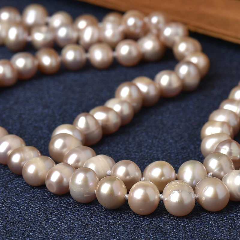 

Small and lovely 8-9 MM beads add Light yellow Exquisite design Pear Necklace . The Good gift for friends and relatives