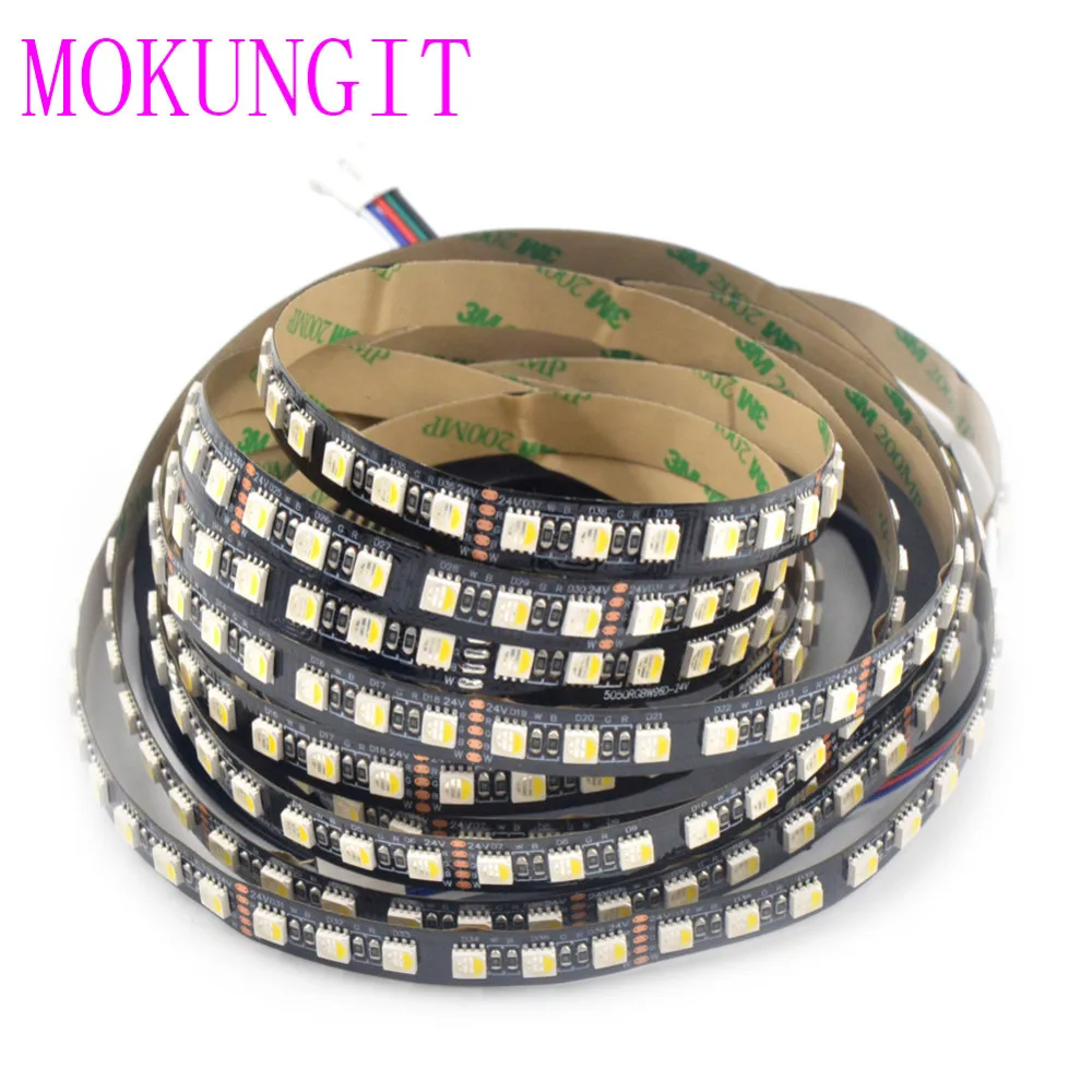 60 м 4 в 1 RGBW Гибкая СВЕТОДИОДНАЯ лента SMD 5050 RGB + теплый/холодный белый черный/белый