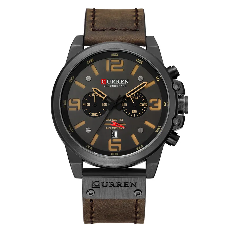CU831402 without box Relogio masculino Curren Мужские часы Топ бренд класса люкс Хронограф водонепроницаемые спортивные мужские часы кожа военные новые наручные часы 8314 - Цвет: CU831402 without box