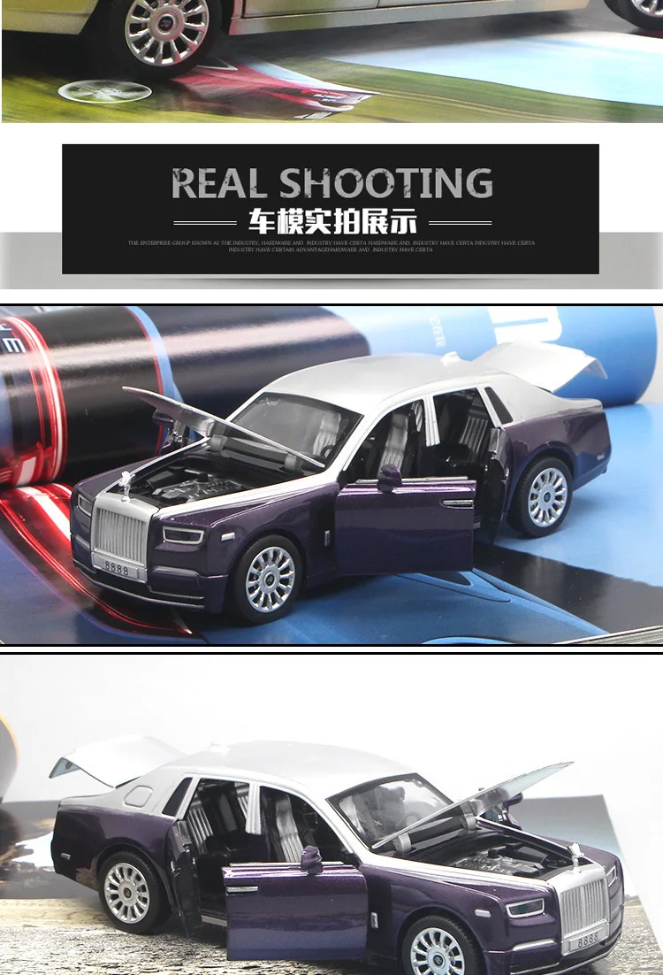 1:28 Rolls Royce, роскошная модель, модель автомобиля из сплава, звук и светильник, оттягивающая 6 дверей, эксклюзивная модель автомобиля